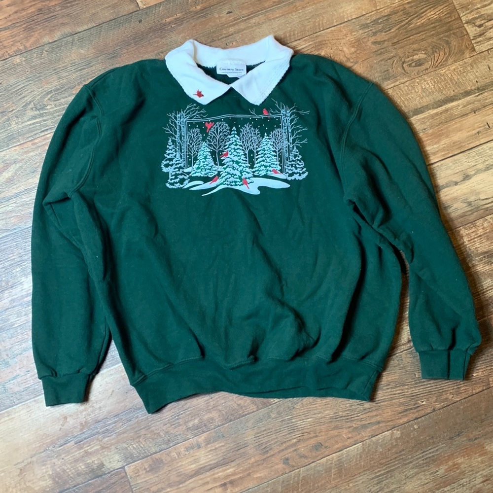 Vintage Cardinals XL Preppy Christmas Sweater Country Prairie